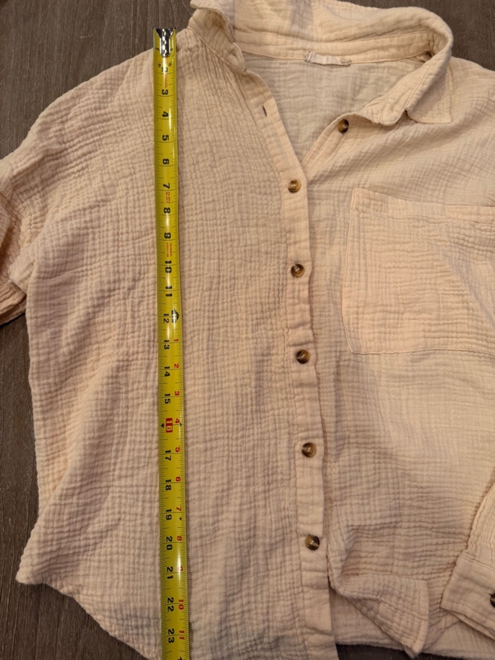 Altar'd State Oversized Gauze Button-Down Top in Tan Size L - Picture 6 of 7